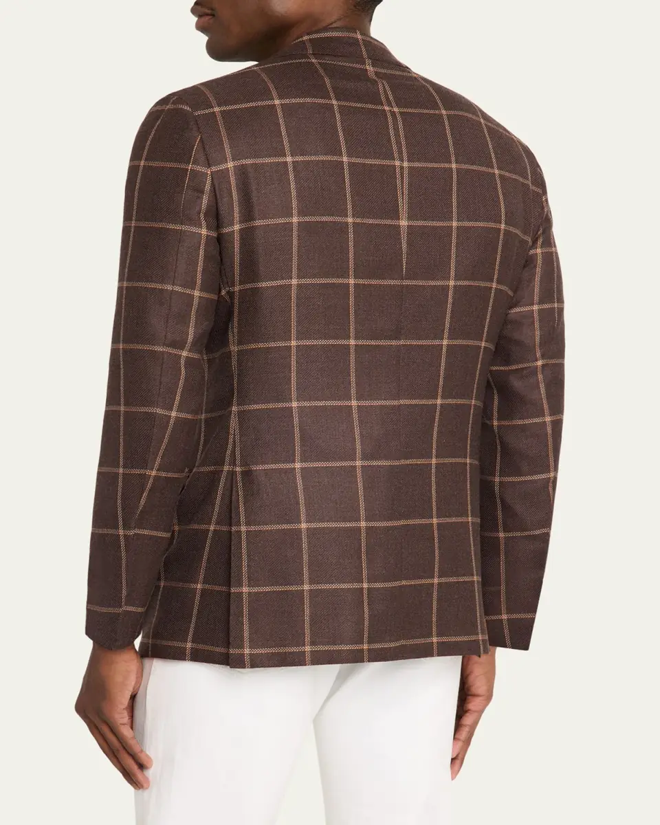 Kiton Men's Cashmere Windowpane Single-Breasted Sport Coat | Thumbnail 3
