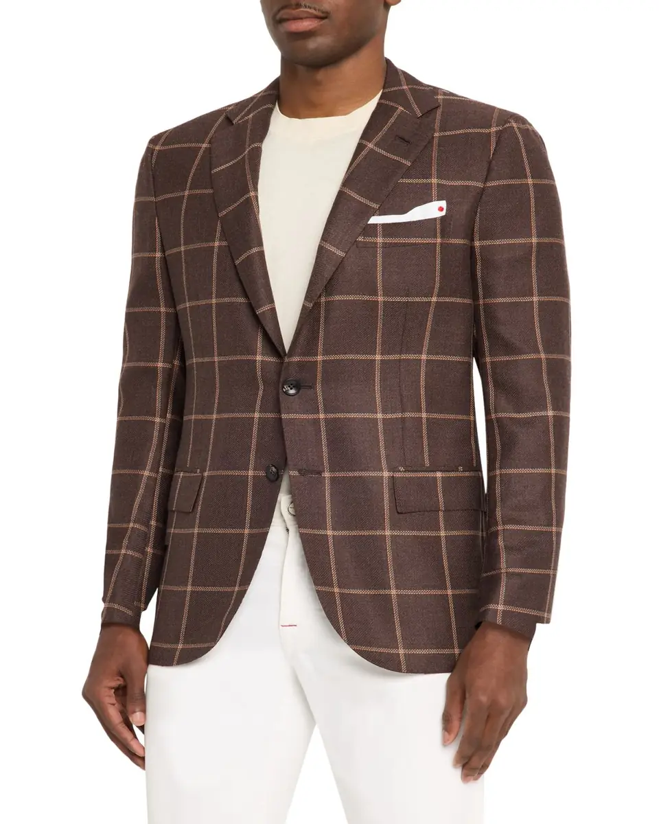 Kiton Men's Cashmere Windowpane Single-Breasted Sport Coat | Thumbnail 4