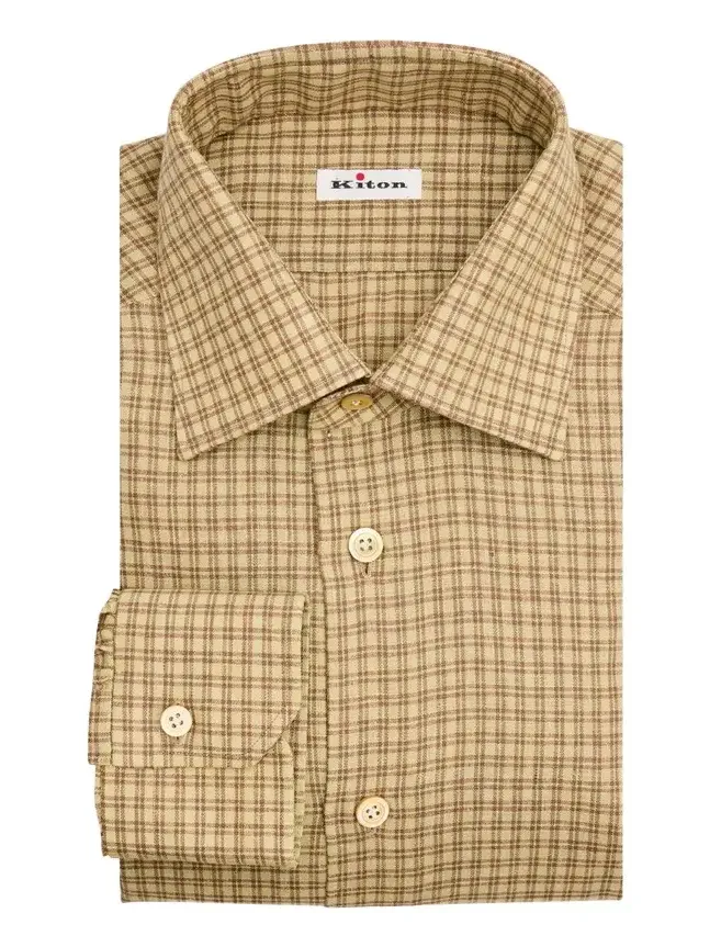 Men's Linen-Blend Plaid Button-Down Shirt