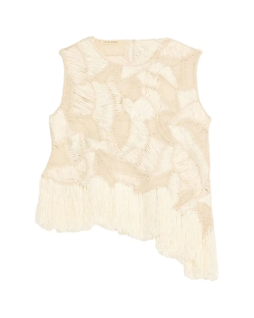 Heirlome Maureen Asymmetric Fringe Embroidered Sleeveless Top | Image 1 Heirlome Maureen Asymmetric Fringe Embroidered Sleeveless Top | Image 1