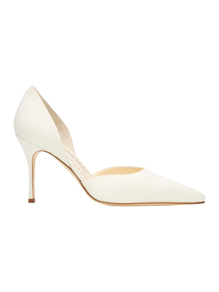 Manolo Blahnik 90mm Taylerbinu Satin Pointed-Toe Pumps