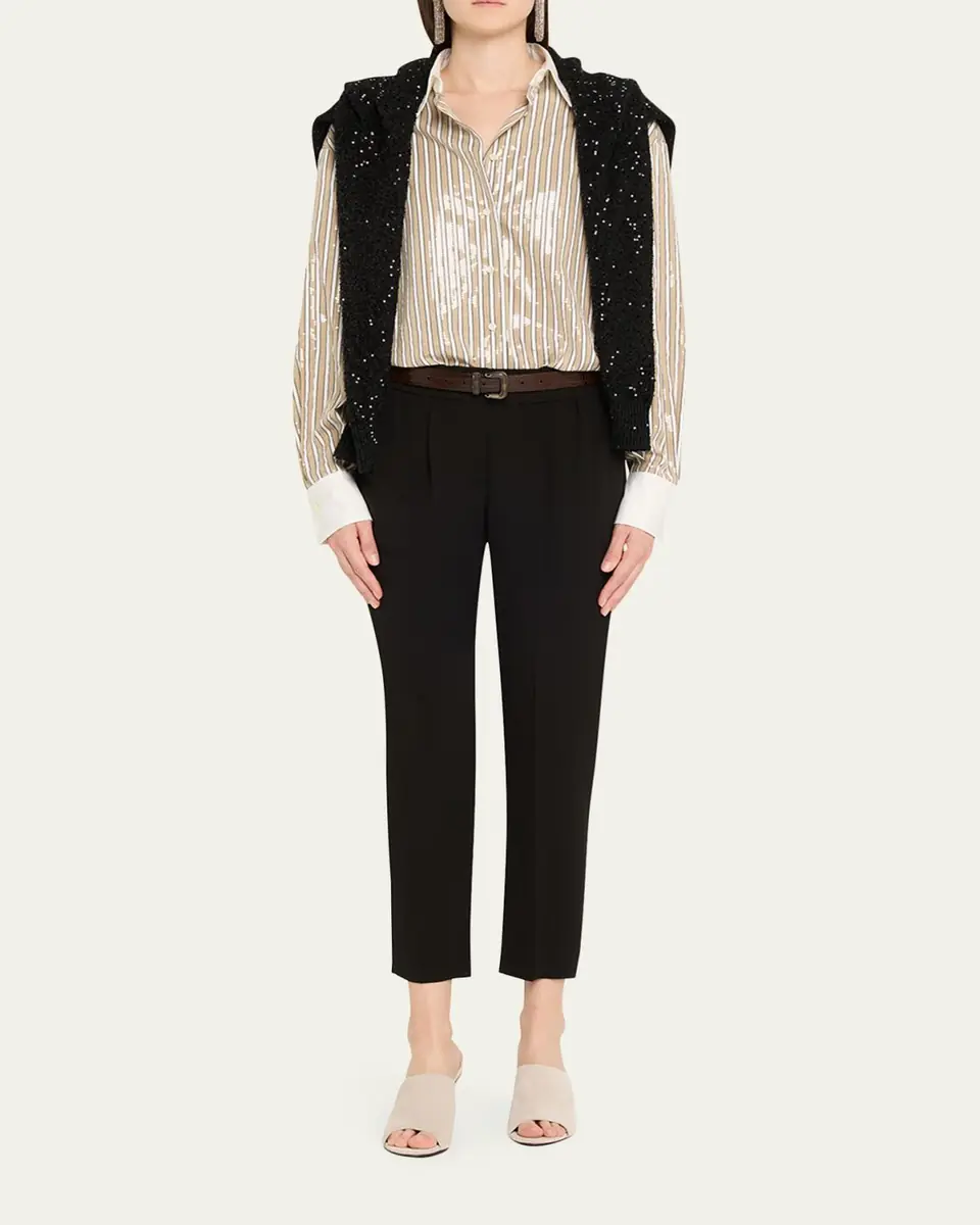 Brunello Cucinelli Crepe Cady Slim-Leg Ankle Pull-On Pants | Thumbnail 2 Brunello Cucinelli Crepe Cady Slim-Leg Ankle Pull-On Pants | Thumbnail 2