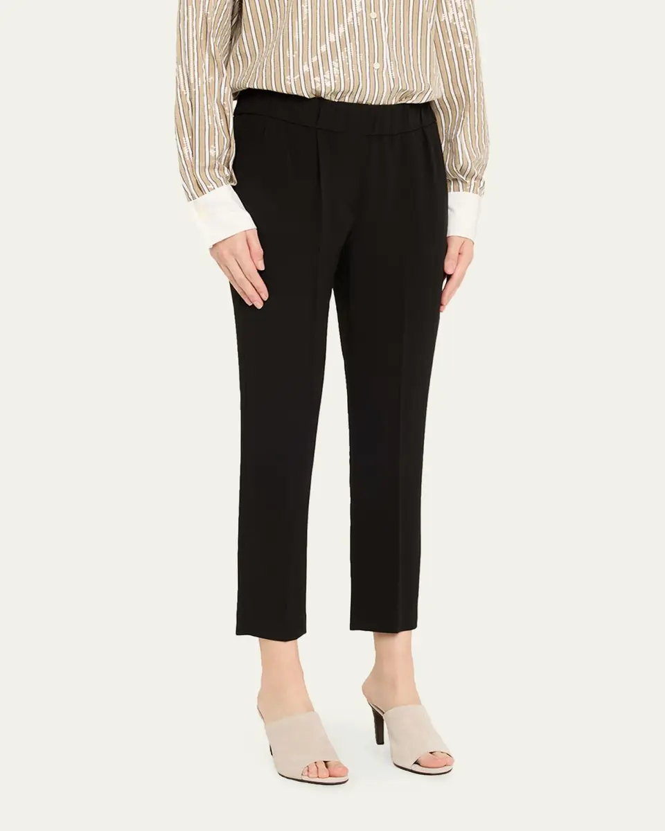 Brunello Cucinelli Crepe Cady Slim-Leg Ankle Pull-On Pants | Thumbnail 4 Brunello Cucinelli Crepe Cady Slim-Leg Ankle Pull-On Pants | Thumbnail 4