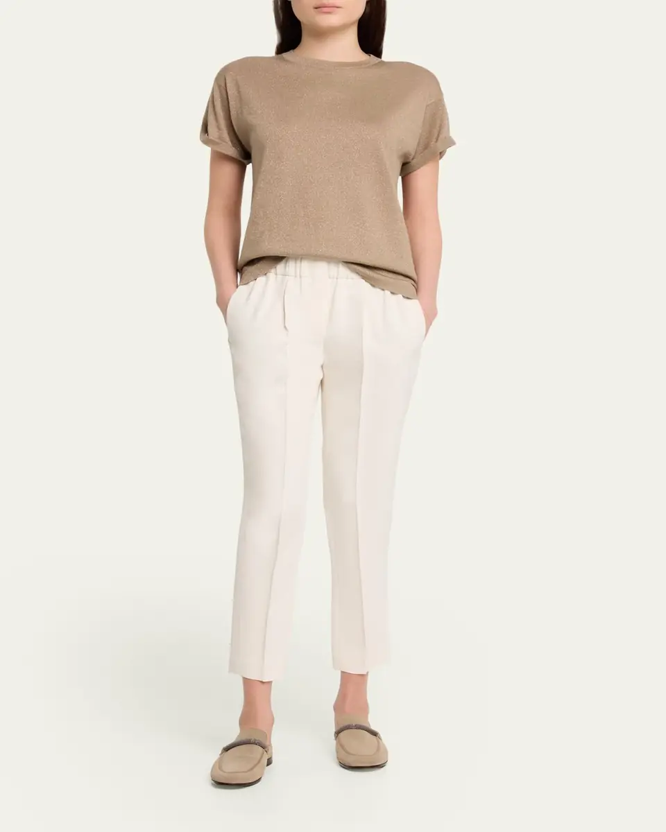 Brunello Cucinelli Crepe Cady Slim-Leg Ankle Pull-On Pants | Thumbnail 6 Brunello Cucinelli Crepe Cady Slim-Leg Ankle Pull-On Pants | Thumbnail 6