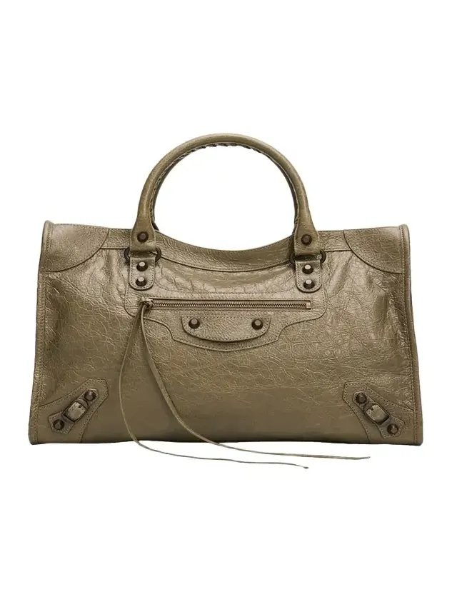 Balenciaga Le City Medium Crinkled Leather Top-Handle Bag