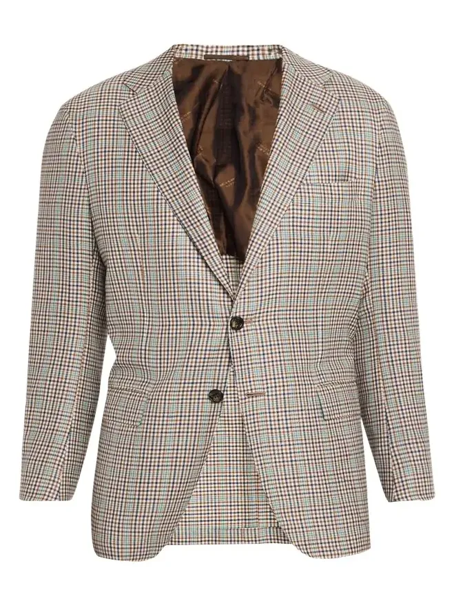 Men's Cashmere and Silk Multi-Check Deconstructed Sport Coat