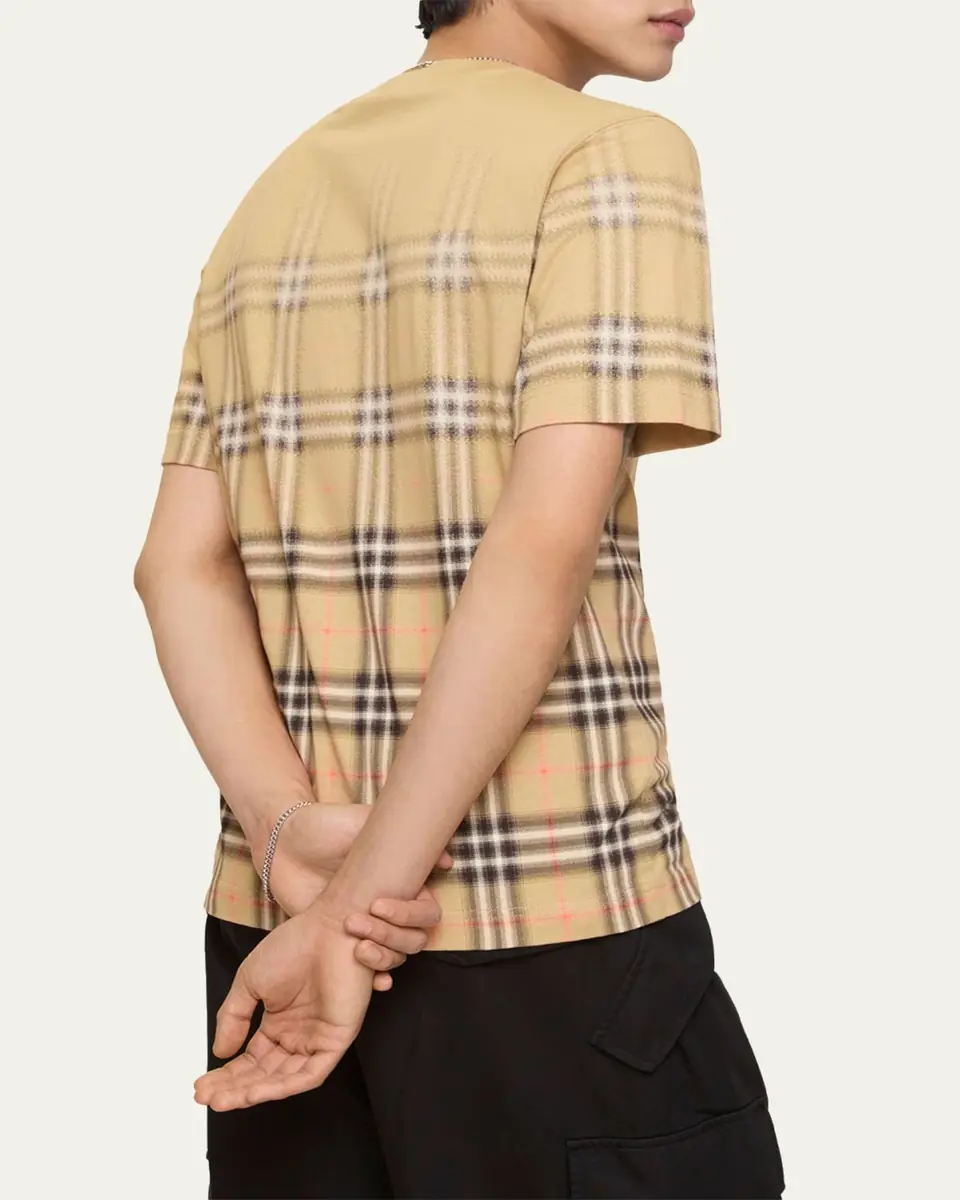 Burberry Men's Gradient Check Cotton T-Shirt | Thumbnail 2