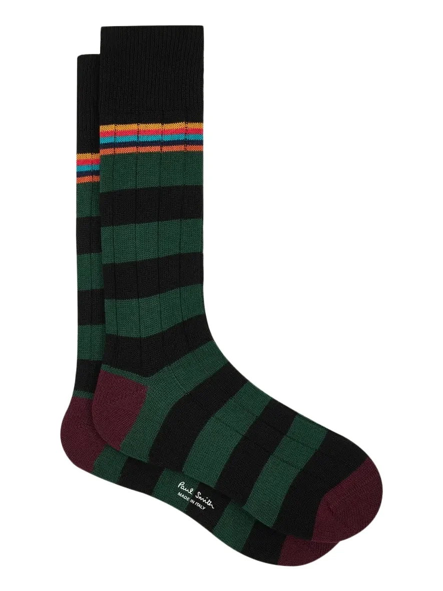 Paul Smith Men's Artist Stripe Colorblock Crew Socks