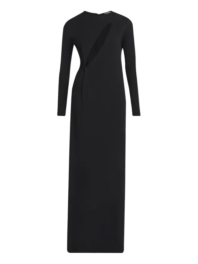 Slash Cutout Long-Sleeve Crepe Jersey Maxi Dress Slash Cutout Long-Sleeve Crepe Jersey Maxi Dress