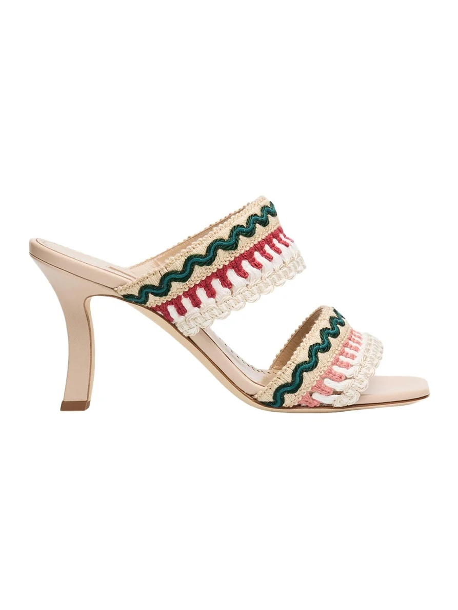Manolo Blahnik 90mm Mabecomu Embroidered Mule Sandals