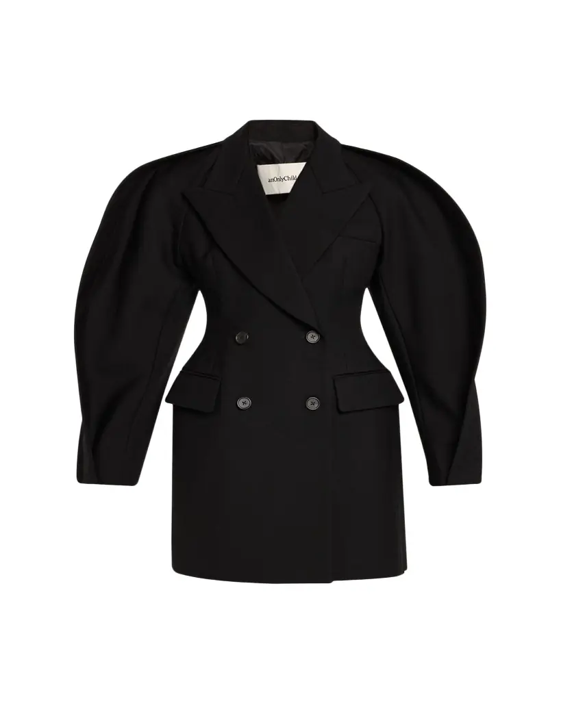 anOnlyChild Kitts Ruched Balloon-Sleeve Double-Breasted Blazer | Image 1 anOnlyChild Kitts Ruched Balloon-Sleeve Double-Breasted Blazer | Image 1