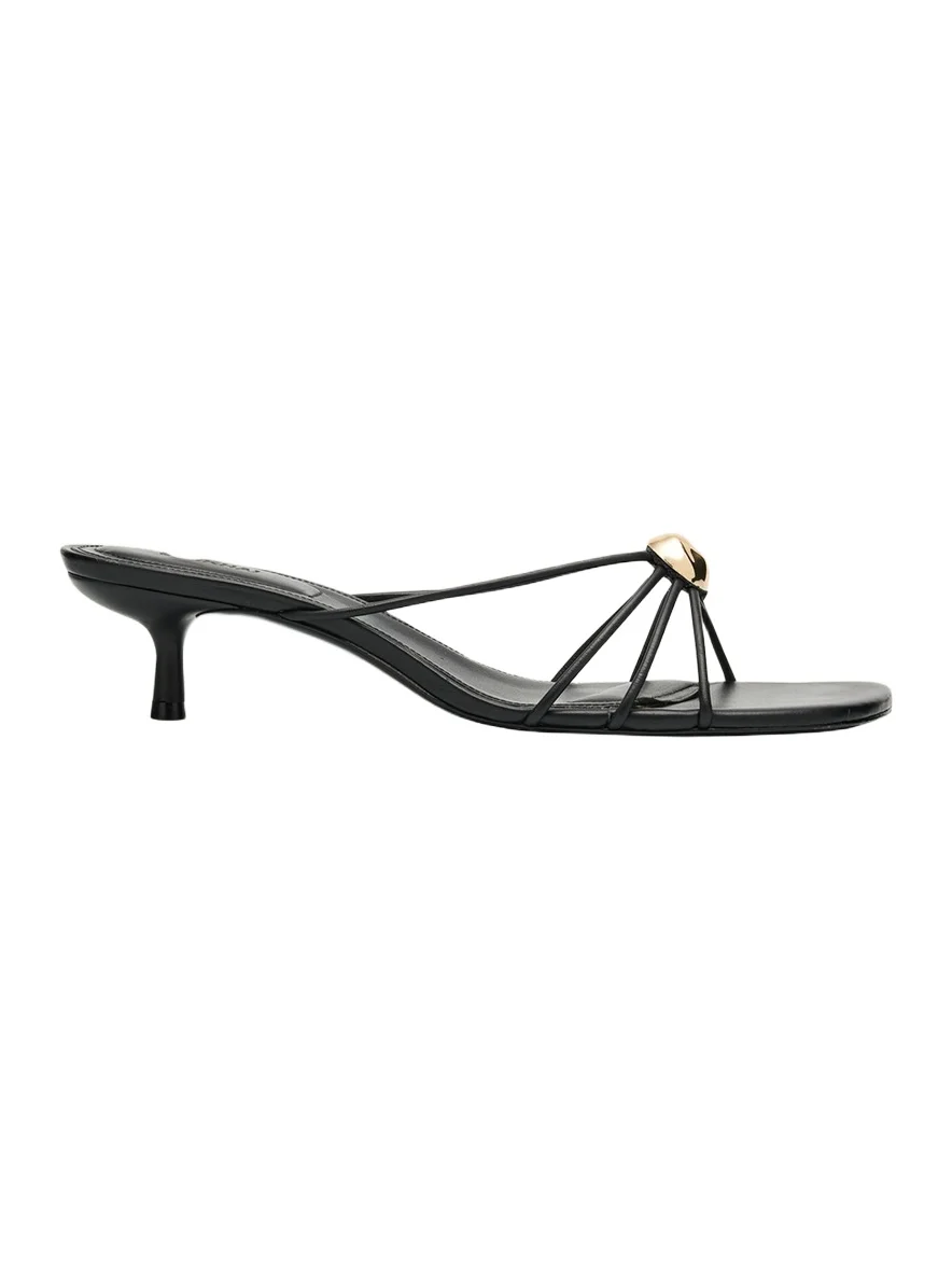 Amaya Strappy Leather Kitten-Heel Sandals