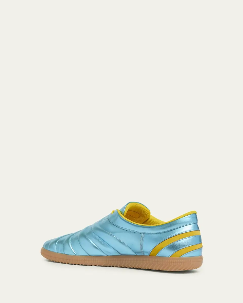 Valentino Garavani Men's Kicky Asymmetrical Metallic Leather Sneakers | Thumbnail 2 Valentino Garavani Men's Kicky Asymmetrical Metallic Leather Sneakers | Thumbnail 2