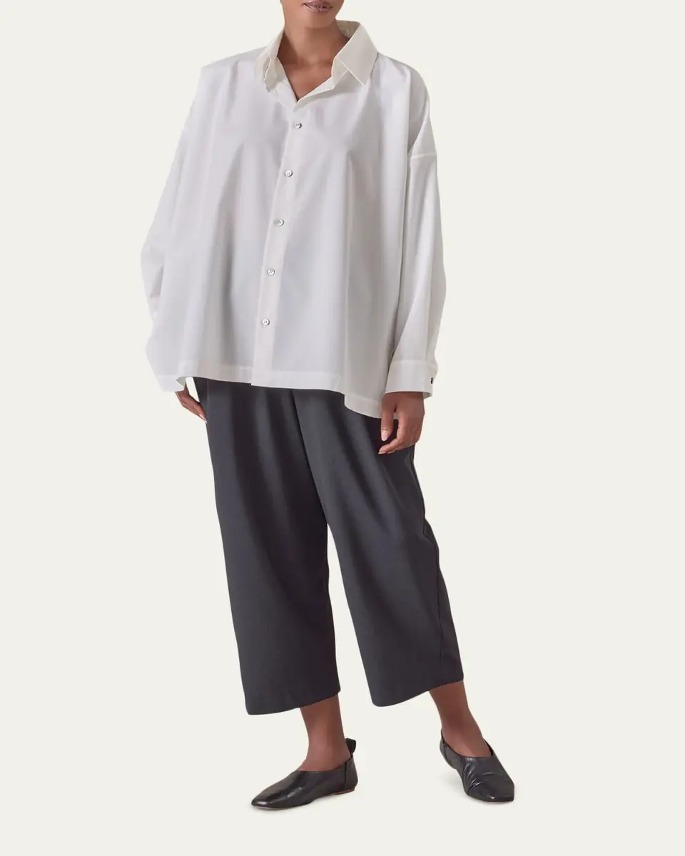 Eskandar Angle-To-Front Side Seam Shirt With Collar (Long Length) | Thumbnail 2 Eskandar Angle-To-Front Side Seam Shirt With Collar (Long Length) | Thumbnail 2