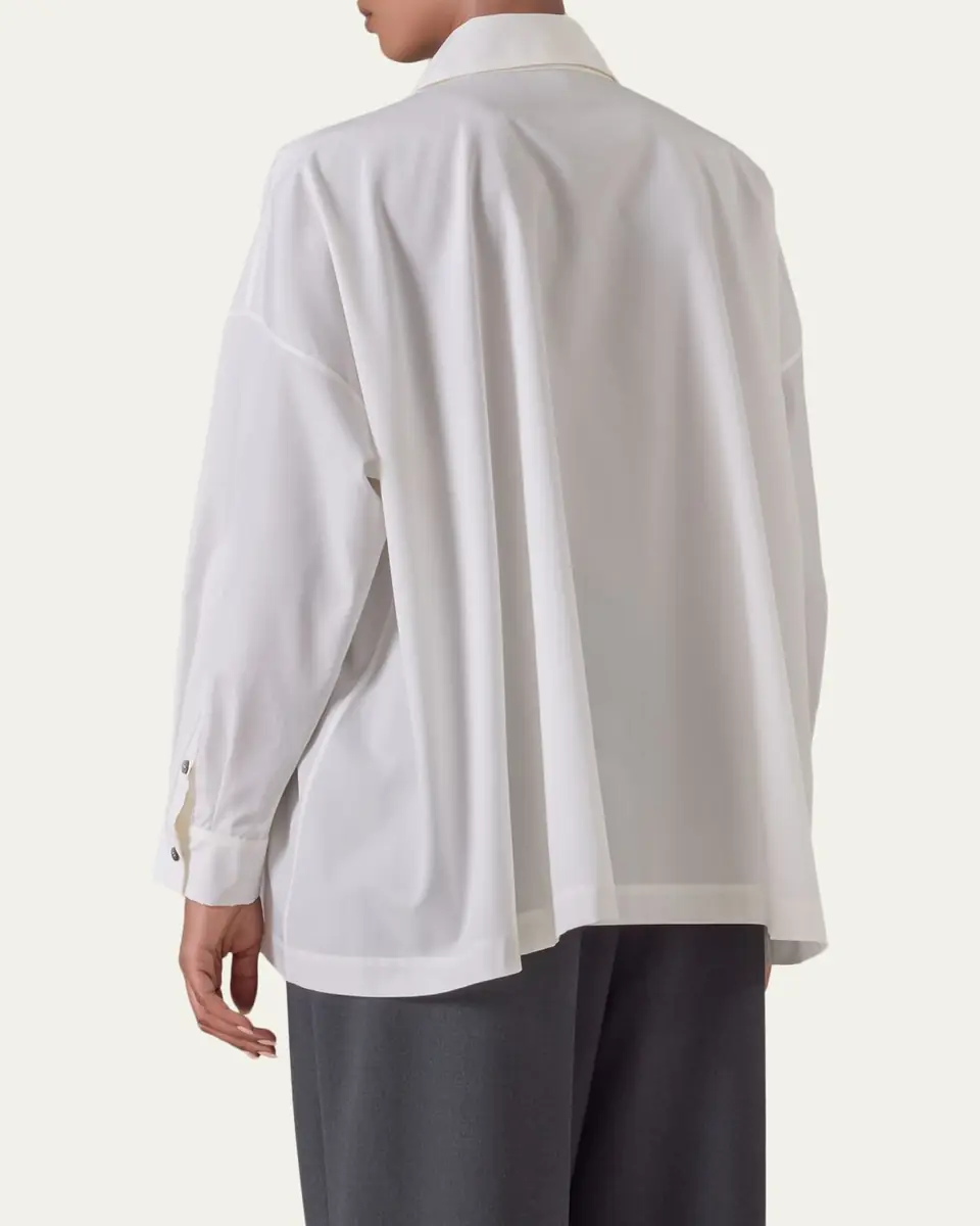 Eskandar Angle-To-Front Side Seam Shirt With Collar (Long Length) | Thumbnail 3 Eskandar Angle-To-Front Side Seam Shirt With Collar (Long Length) | Thumbnail 3