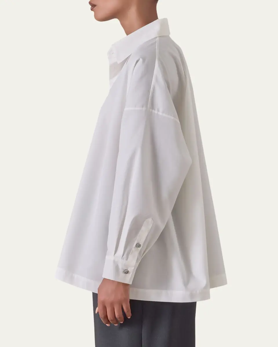 Eskandar Angle-To-Front Side Seam Shirt With Collar (Long Length) | Thumbnail 5 Eskandar Angle-To-Front Side Seam Shirt With Collar (Long Length) | Thumbnail 5