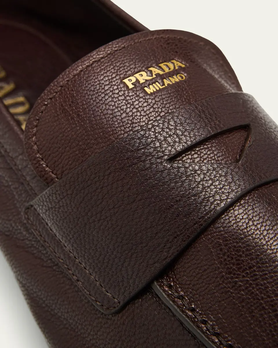 Prada Men's Goat Leather Penny Loafers | Thumbnail 5 Prada Men's Goat Leather Penny Loafers | Thumbnail 5