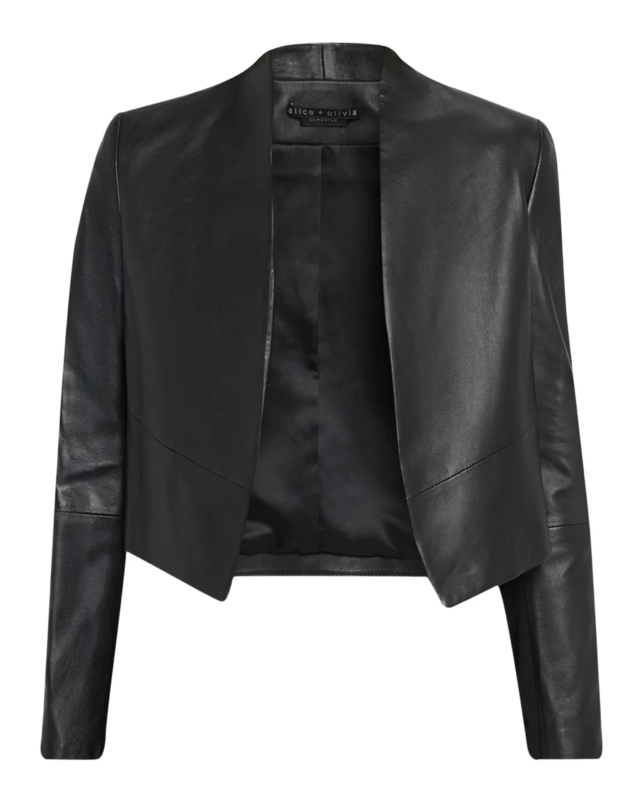 Alice + Olivia New Harvey Leather Open-Front Jacket