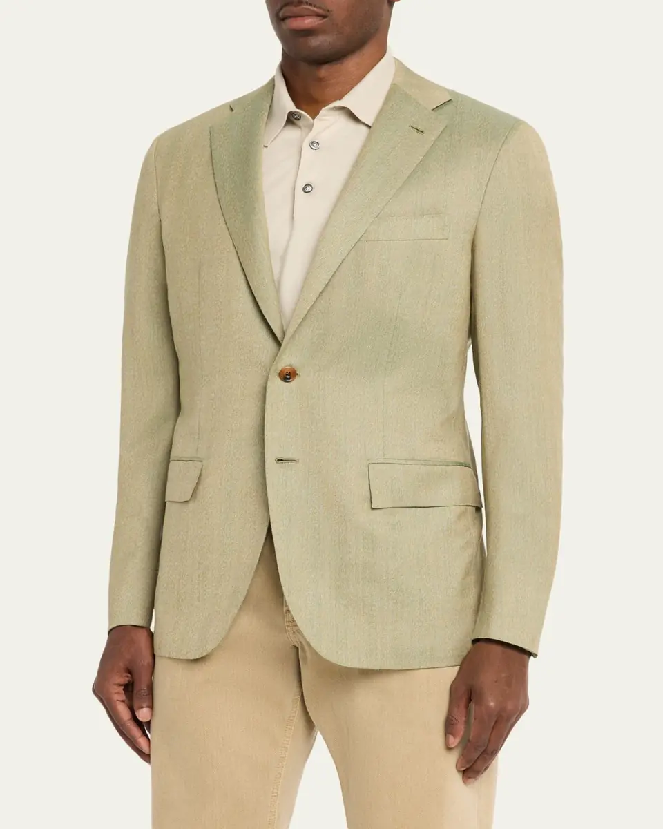 Kiton Men's Cashmere Herringbone Single-Breasted Sport Coat | Thumbnail 4
