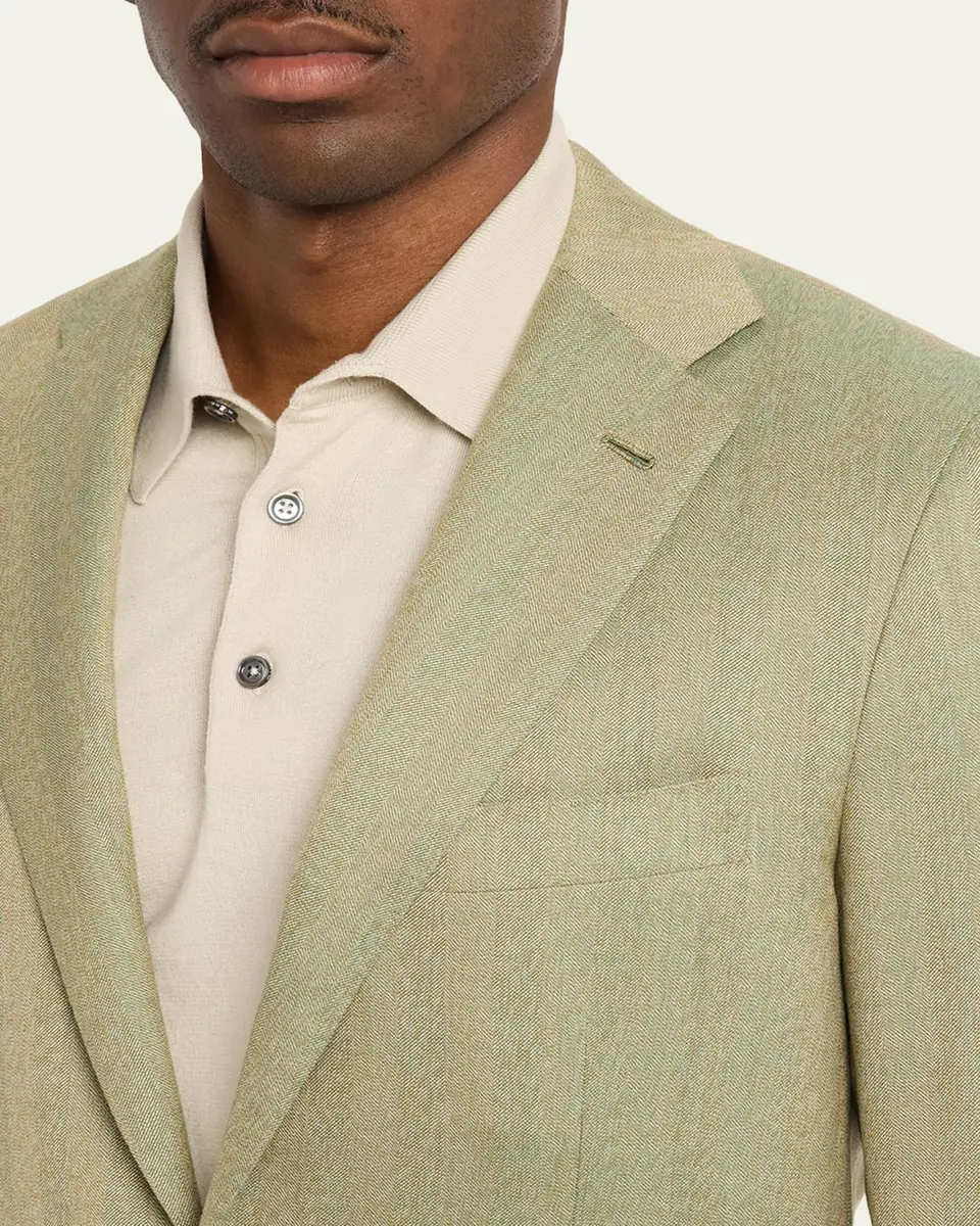 Kiton Men's Cashmere Herringbone Single-Breasted Sport Coat | Thumbnail 5