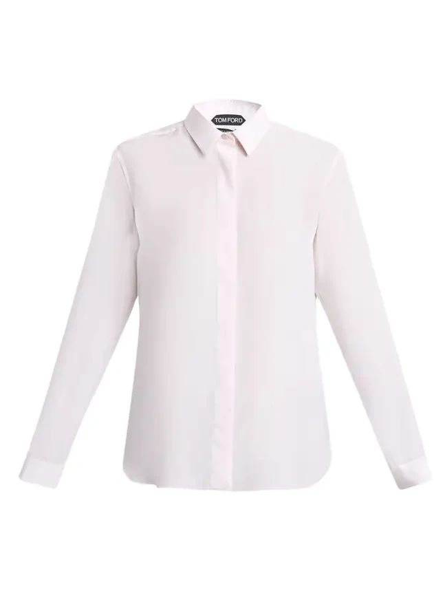 Silk Crepe De Chine Button-Down Blouse Silk Crepe De Chine Button-Down Blouse