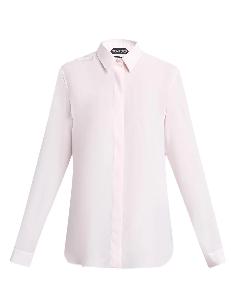 Silk Crepe De Chine Button-Down Blouse Silk Crepe De Chine Button-Down Blouse