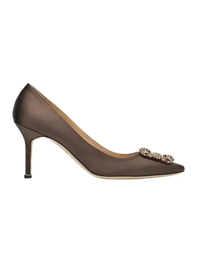 90mm Hangisis Satin Pumps with Crystal Buckle 90mm Hangisis Satin Pumps with Crystal Buckle