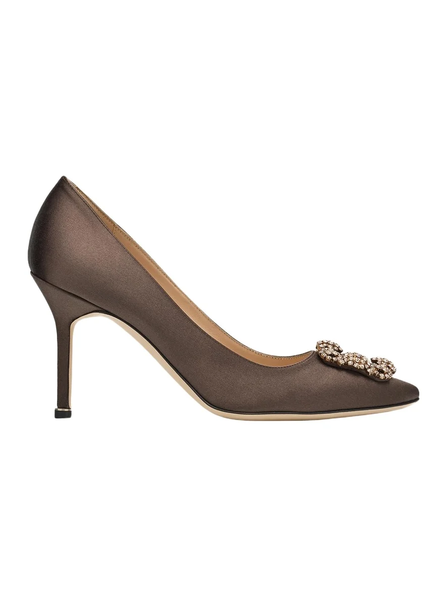 90mm Hangisis Satin Pumps with Crystal Buckle 90mm Hangisis Satin Pumps with Crystal Buckle