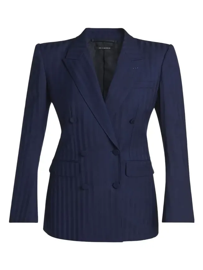 Tonal Striped Jacquard Single-Breasted Jacket
