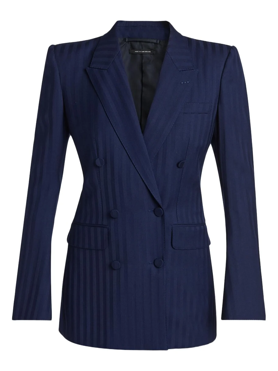 Tonal Striped Jacquard Single-Breasted Jacket