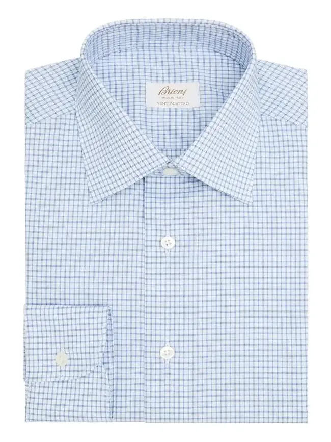 Men's Ventiquattro Cotton Grid Check Dress Shirt Men's Ventiquattro Cotton Grid Check Dress Shirt