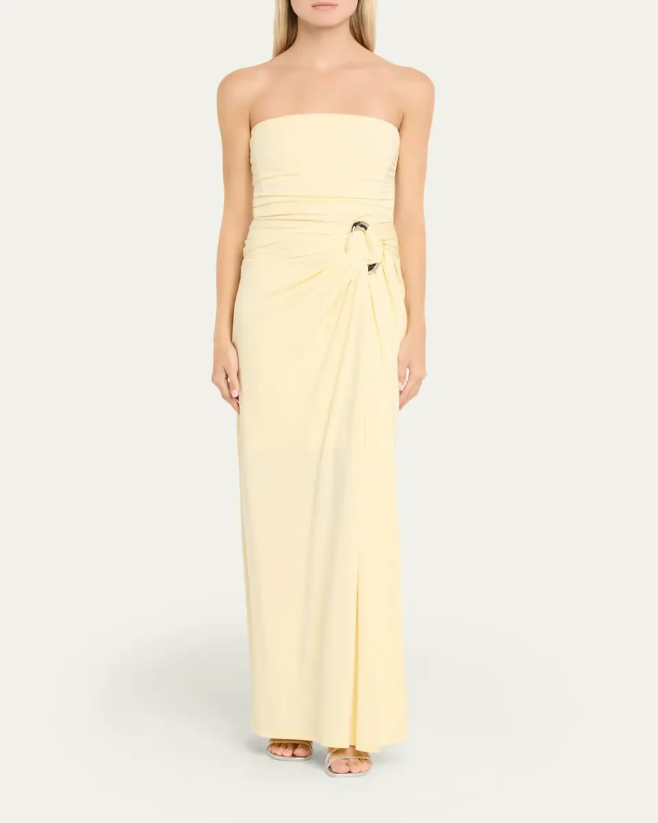 Simkhai Emma Draped Strapless Dress | Thumbnail 2 Simkhai Emma Draped Strapless Dress | Thumbnail 2