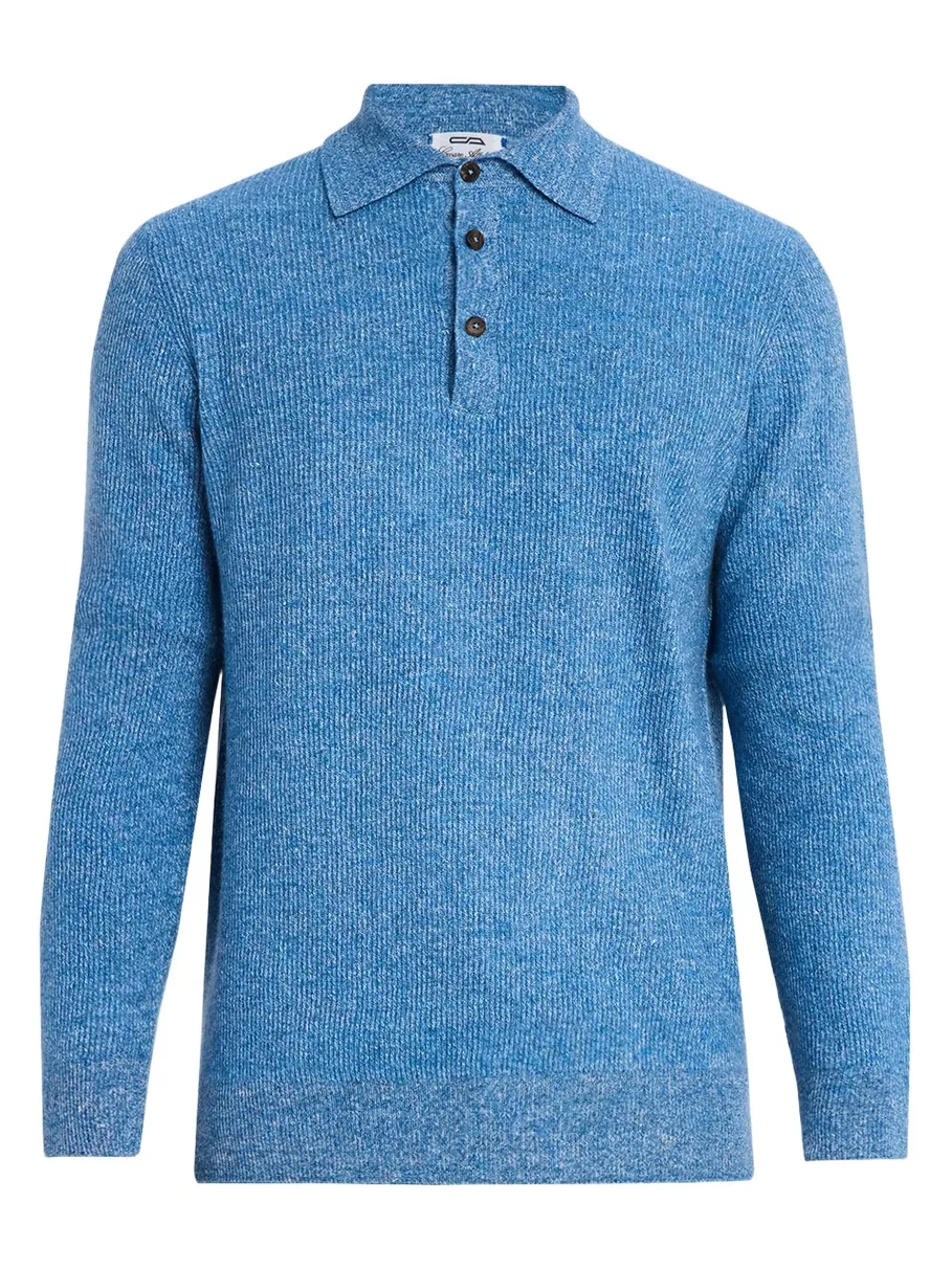 Men's Cashmere Rib Polo Sweater Men's Cashmere Rib Polo Sweater