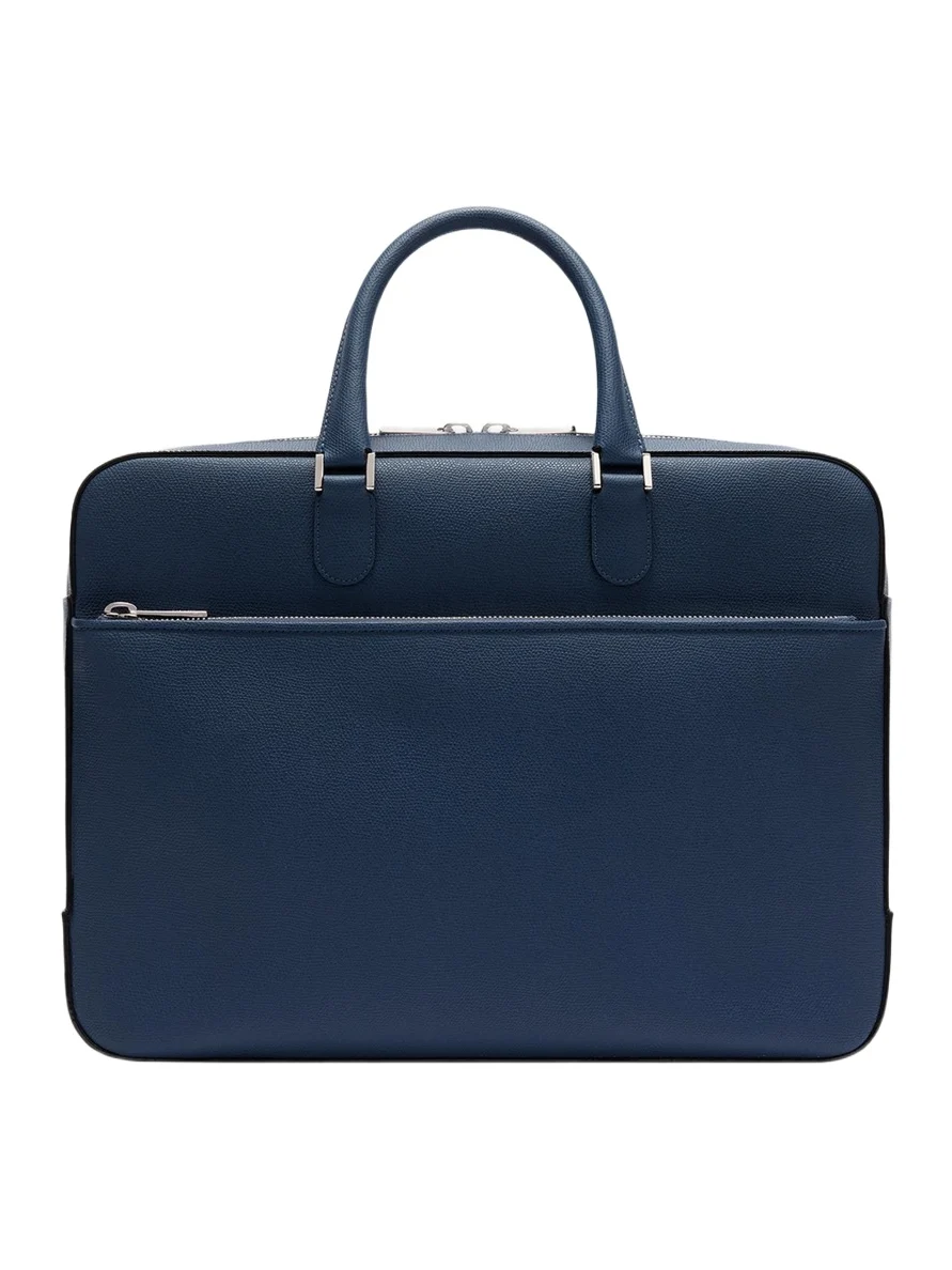 Valextra Men's Avietta Top-Handle Calfskin Briefcase with Zip Pocket
