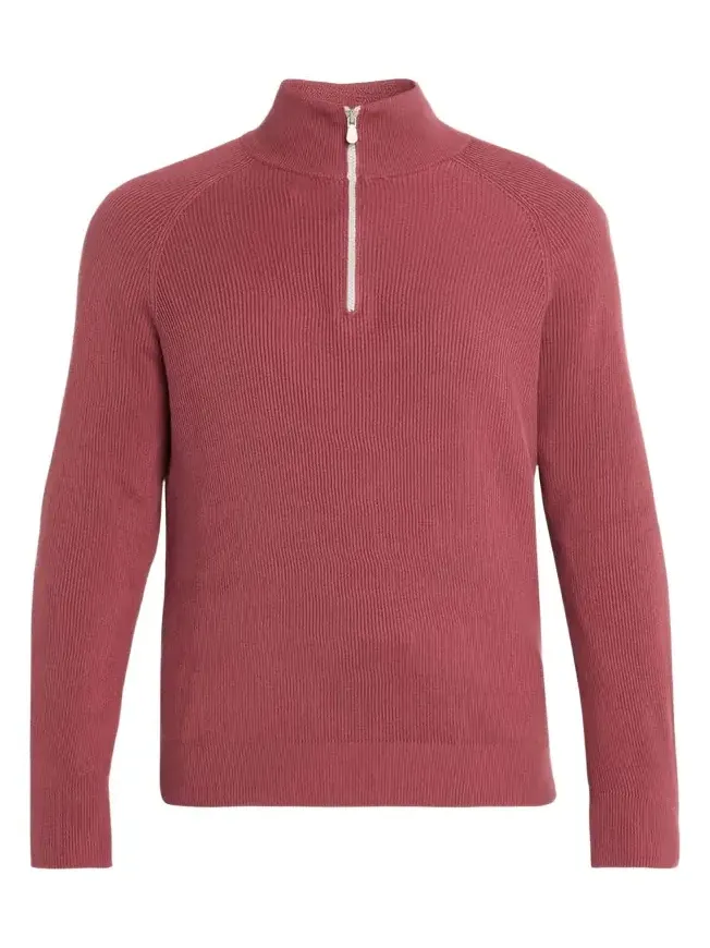 Brunello Cucinelli Men's Cotton English Rib Half-Zip Sweater
