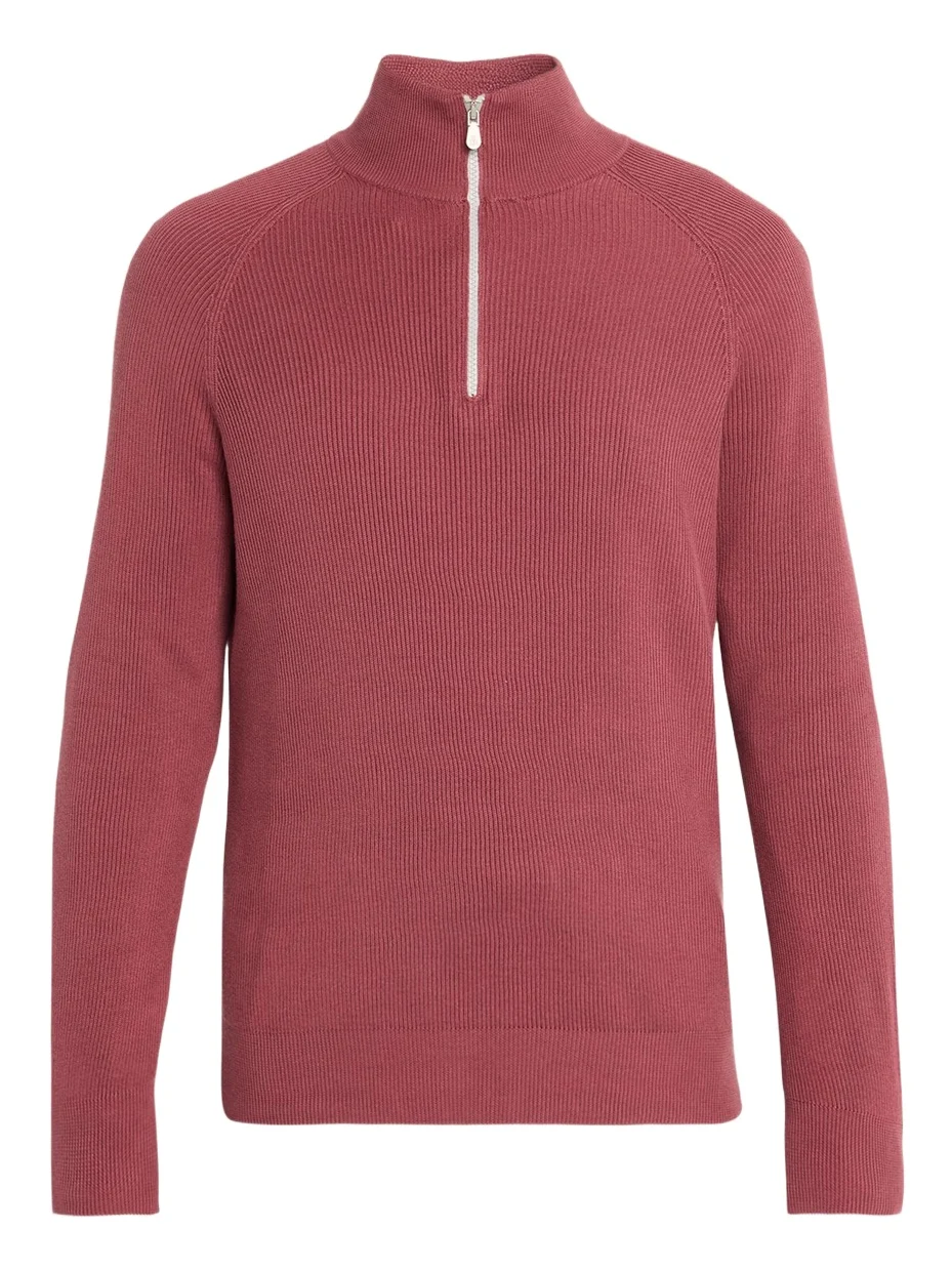 Brunello Cucinelli Men's Cotton English Rib Half-Zip Sweater