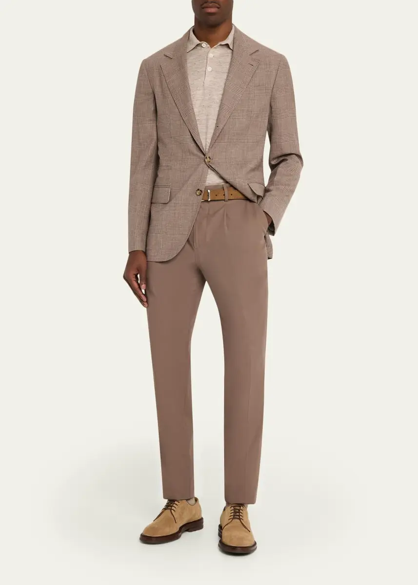 Brunello Cucinelli Men's Linen and Cotton Heathered Polo Shirt | Thumbnail 15