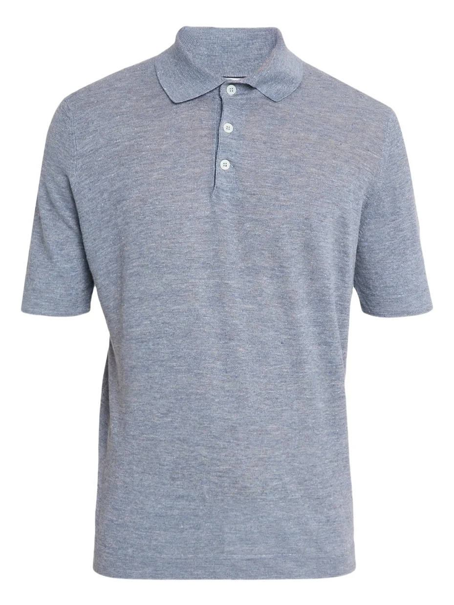 Brunello Cucinelli Men's Linen and Cotton Heathered Polo Shirt