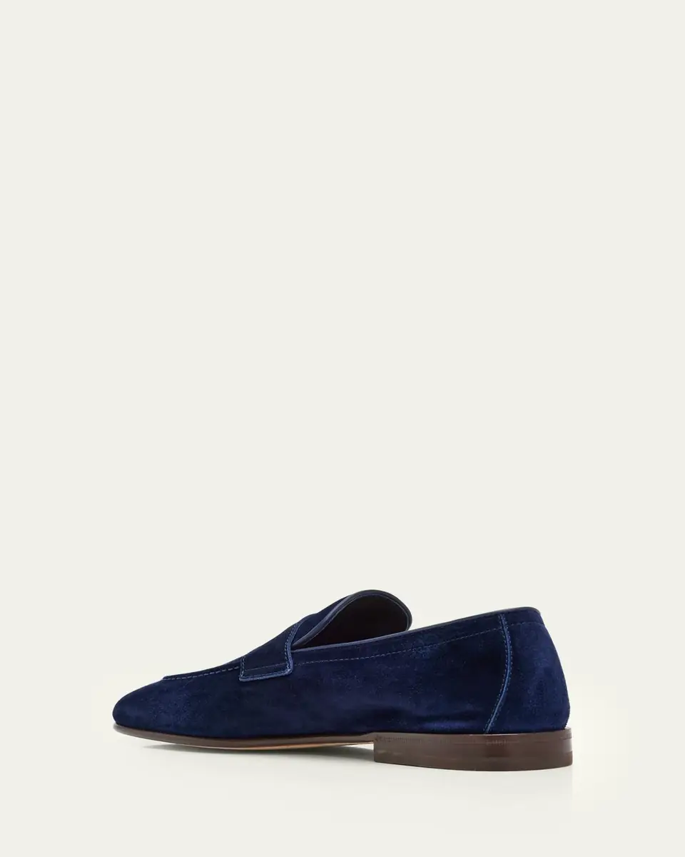 Brunello Cucinelli Men's Leather Apron-Toe Penny Loafers | Thumbnail 2 Brunello Cucinelli Men's Leather Apron-Toe Penny Loafers | Thumbnail 2