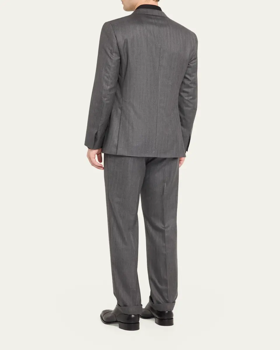 Brioni Men's Tonal Herringbone Wool-Silk Two-Piece Suit | Thumbnail 3 Brioni Men's Tonal Herringbone Wool-Silk Two-Piece Suit | Thumbnail 3