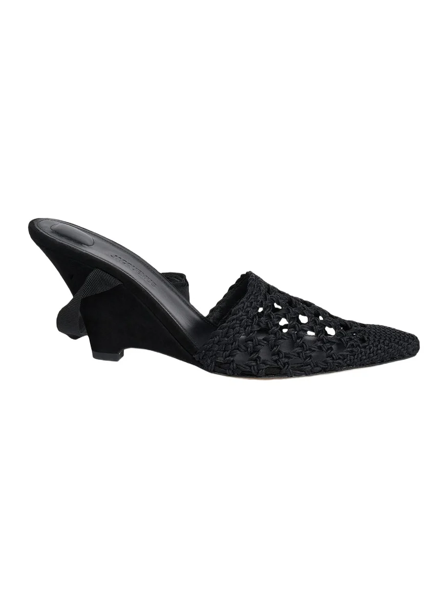 Jacquemus 80mm Les Espadrilles Ankle-Tie Wedge Mules