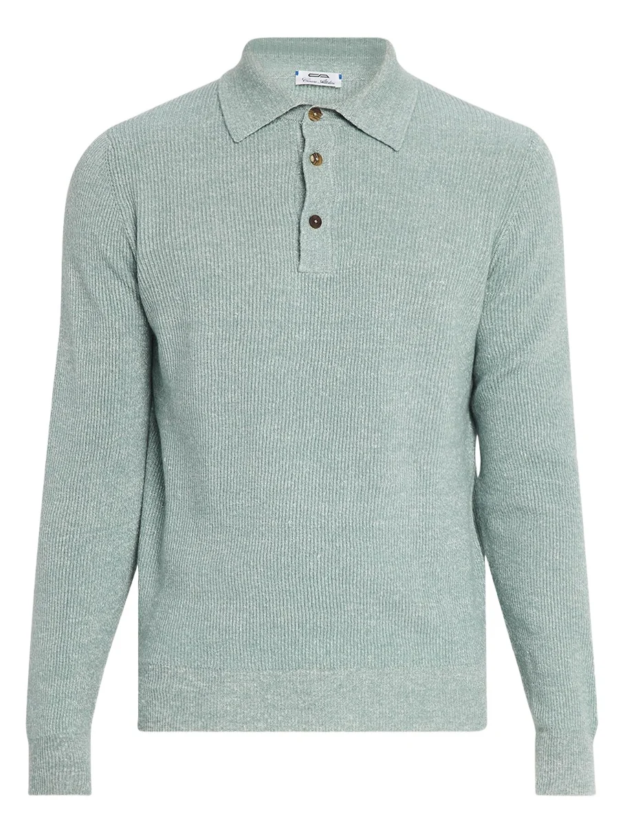 Men's Cashmere Rib Polo Sweater Men's Cashmere Rib Polo Sweater