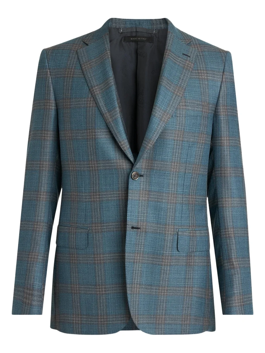 Men's Wool Plaid Single-Breasted Sport Coat