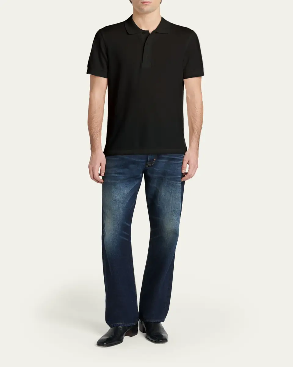 Tom Ford Men's Lyocell Pique Polo Shirt | Thumbnail 2 Tom Ford Men's Lyocell Pique Polo Shirt | Thumbnail 2