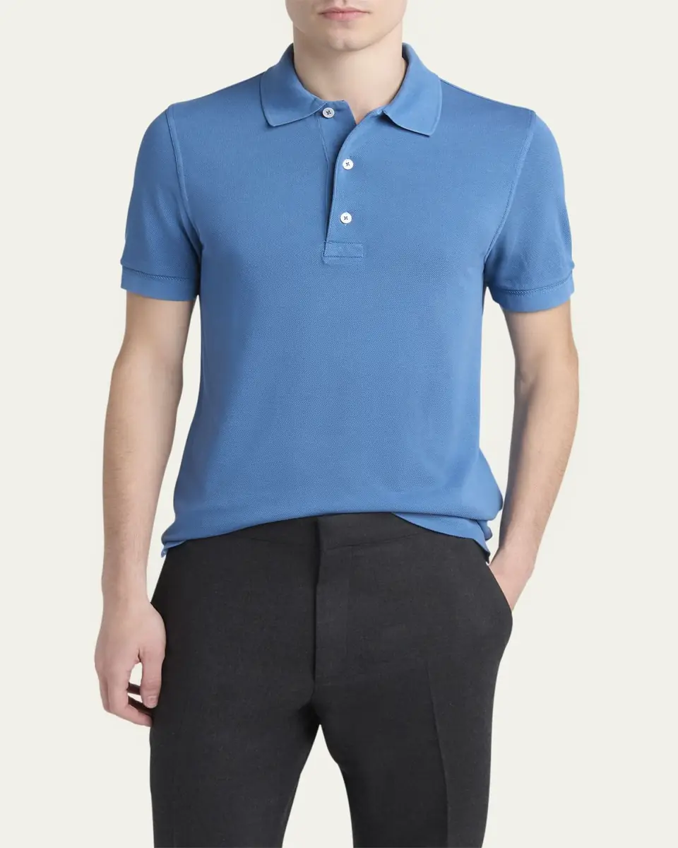 Tom Ford Men's Lyocell Pique Polo Shirt | Thumbnail 12 Tom Ford Men's Lyocell Pique Polo Shirt | Thumbnail 12