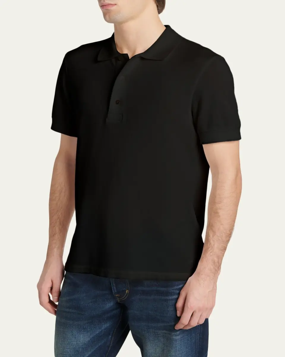 Tom Ford Men's Lyocell Pique Polo Shirt | Thumbnail 4 Tom Ford Men's Lyocell Pique Polo Shirt | Thumbnail 4
