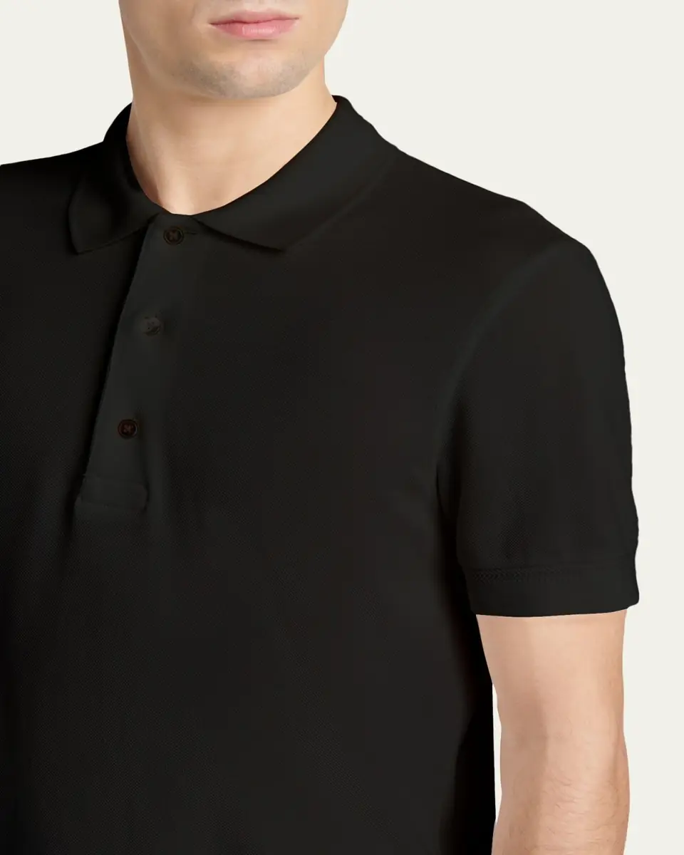 Tom Ford Men's Lyocell Pique Polo Shirt | Thumbnail 5 Tom Ford Men's Lyocell Pique Polo Shirt | Thumbnail 5