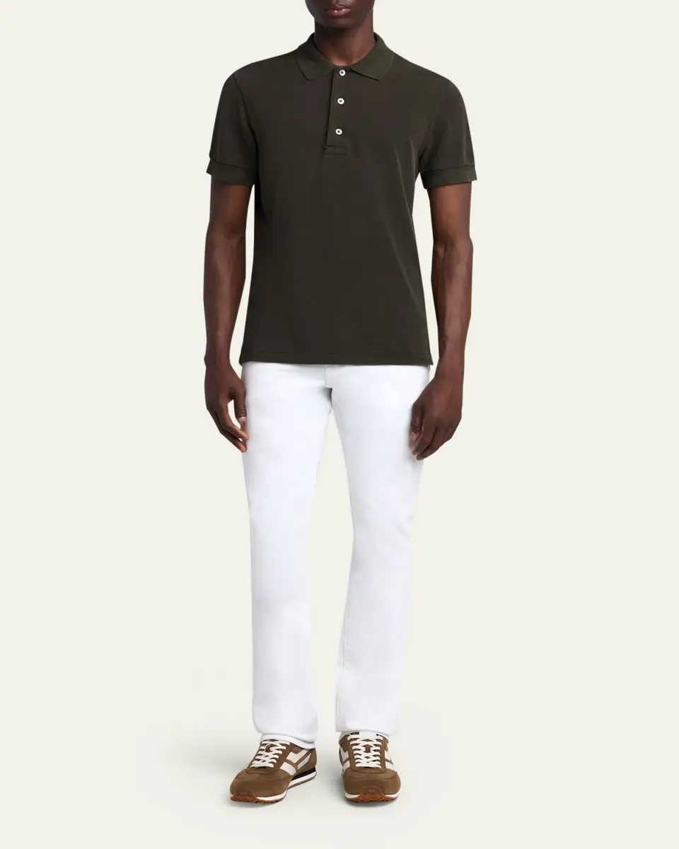 Tom Ford Men's Lyocell Pique Polo Shirt | Thumbnail 6 Tom Ford Men's Lyocell Pique Polo Shirt | Thumbnail 6