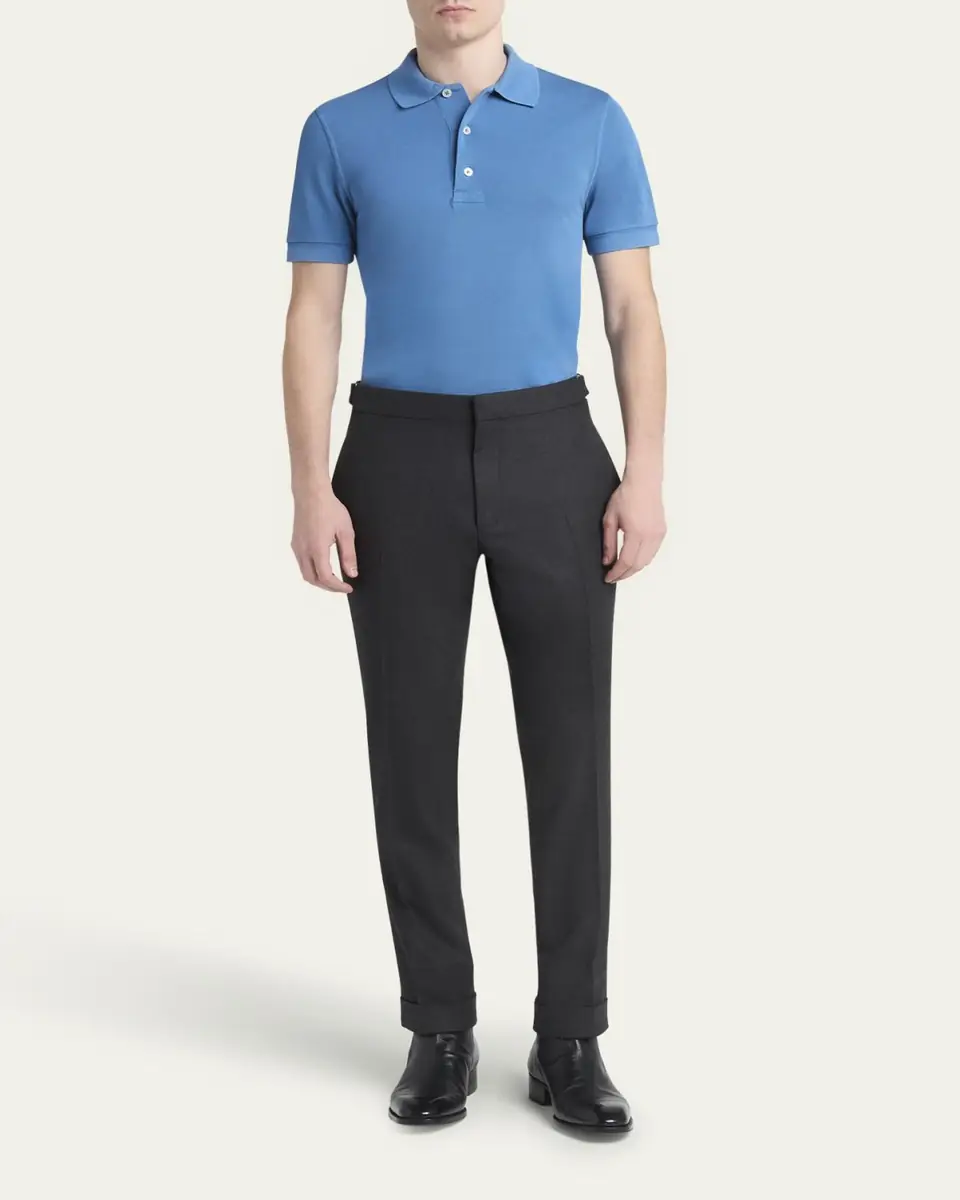 Tom Ford Men's Lyocell Pique Polo Shirt | Thumbnail 10 Tom Ford Men's Lyocell Pique Polo Shirt | Thumbnail 10