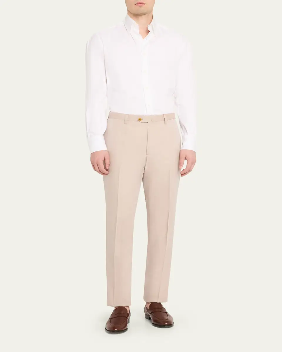 Cesare Attolini Men's Cotton-Wool Twill Pants | Thumbnail 2 Cesare Attolini Men's Cotton-Wool Twill Pants | Thumbnail 2
